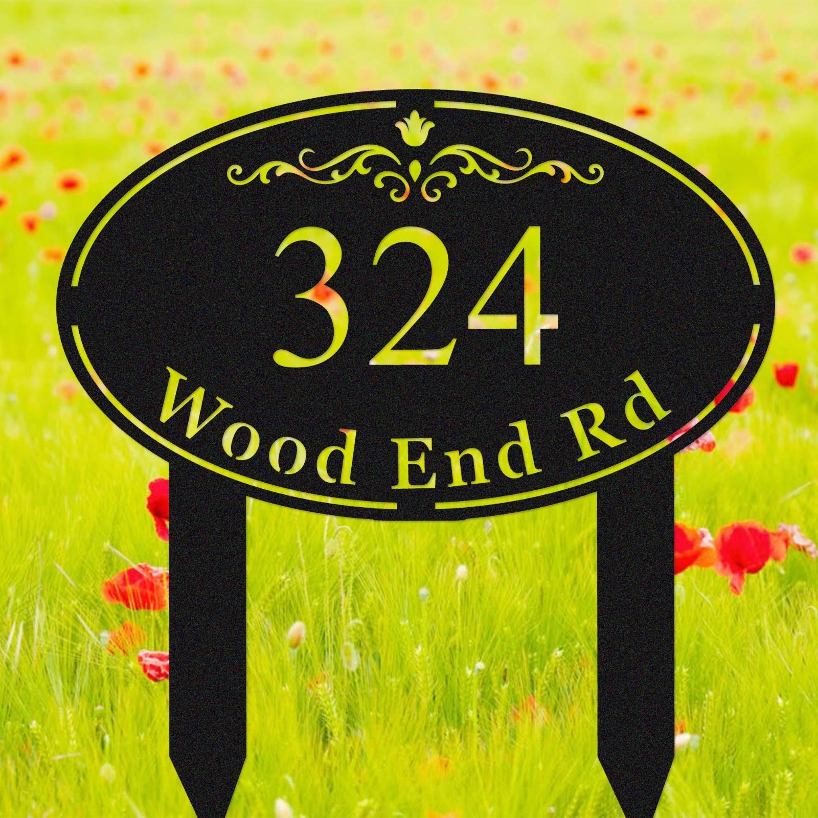 Custom Metal Address Sign, Personalized Yard Number Plaque