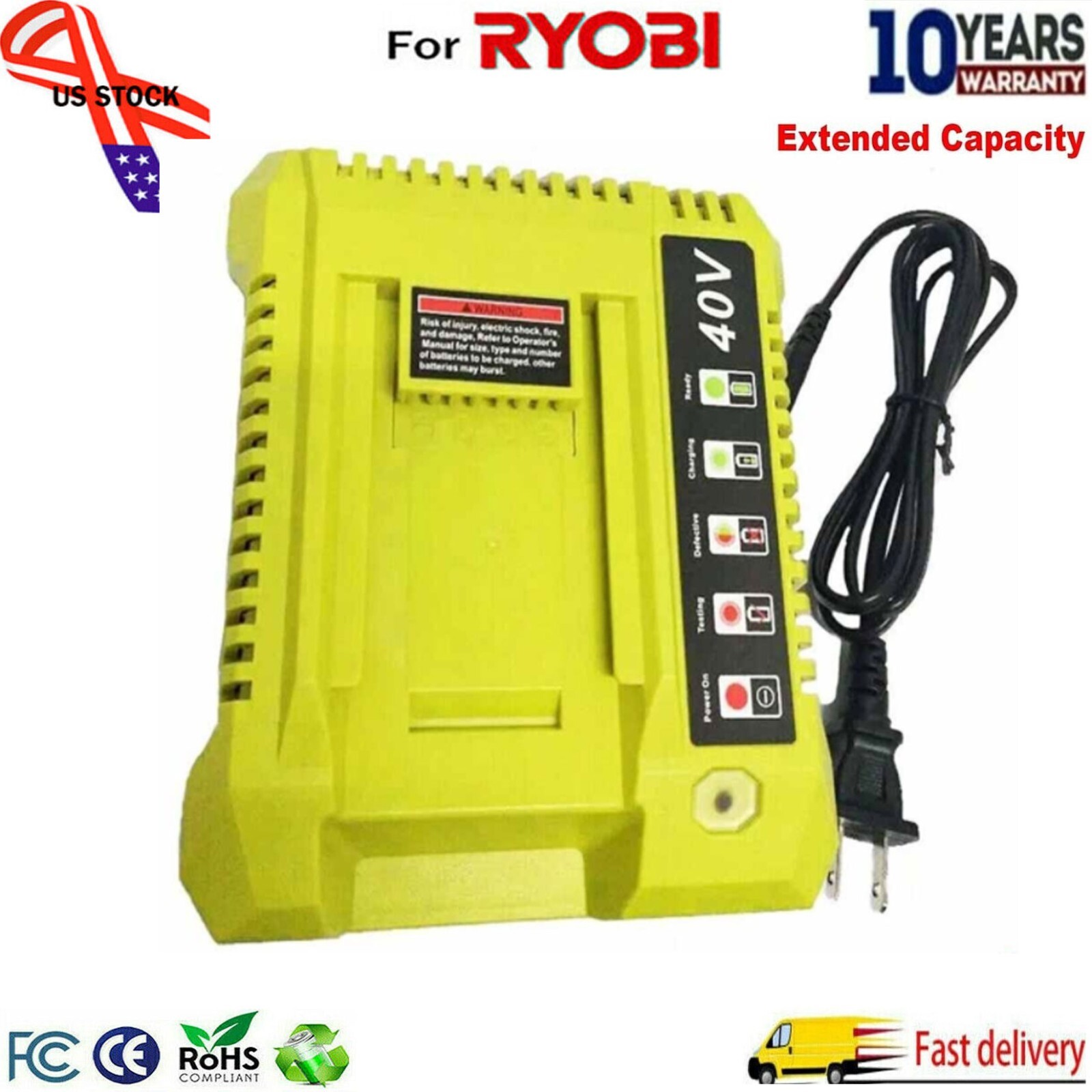 Rapid Charger For Ryobi 40V Lithium-Ion Battery OP401 OP40261 OP40401 OP4050A US