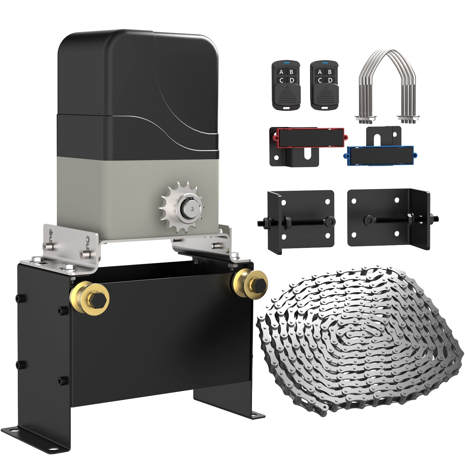 Blütezeit 1100lb Automatic Chain Sliding Gate Opener w/2 Remotes & 16.4ft Chain