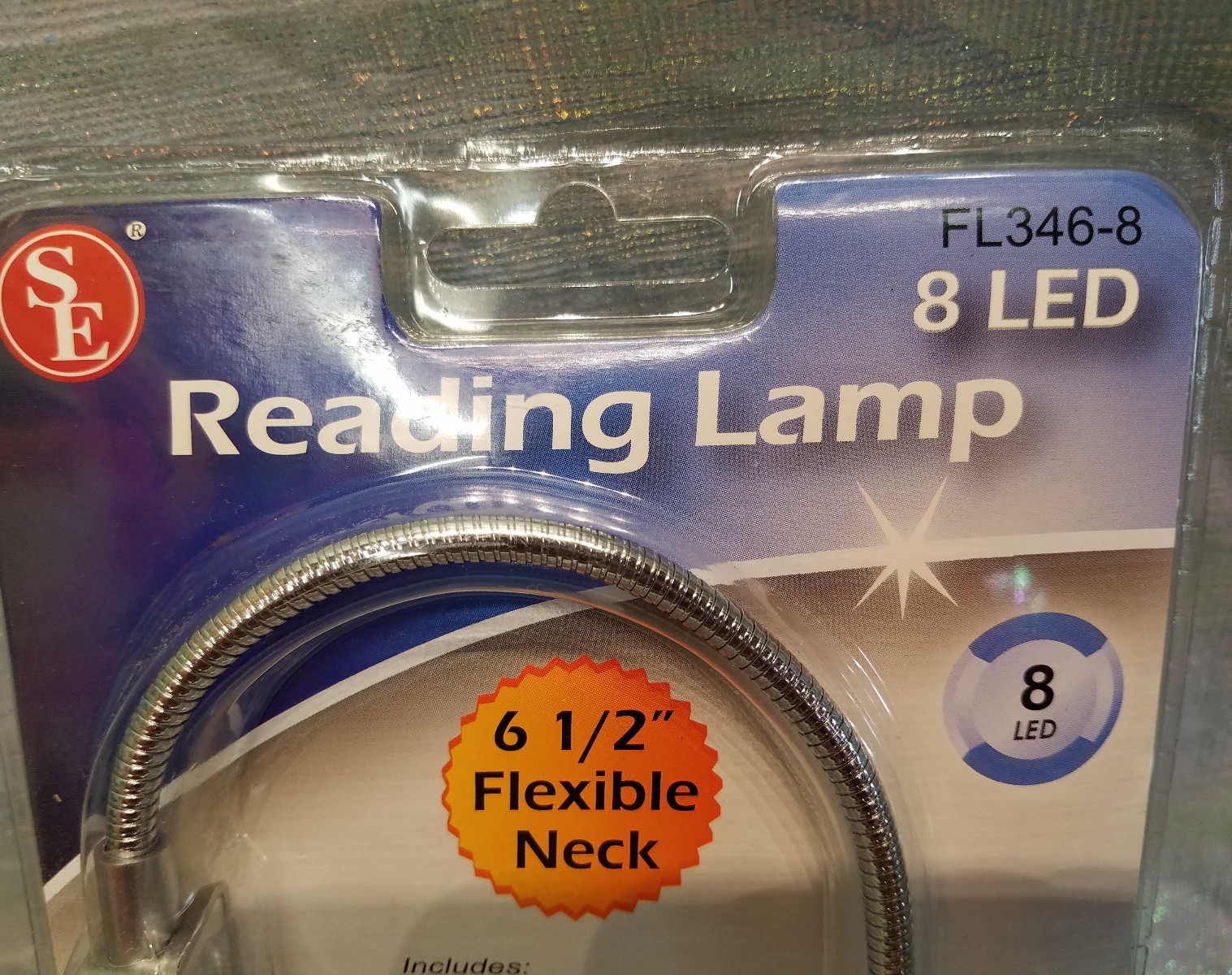 SE 8 LED READING LAMP # FL346-8. 6-1/2″ FLEXIBLE NECK 13.000 MCD BRIGHTNESS NEW