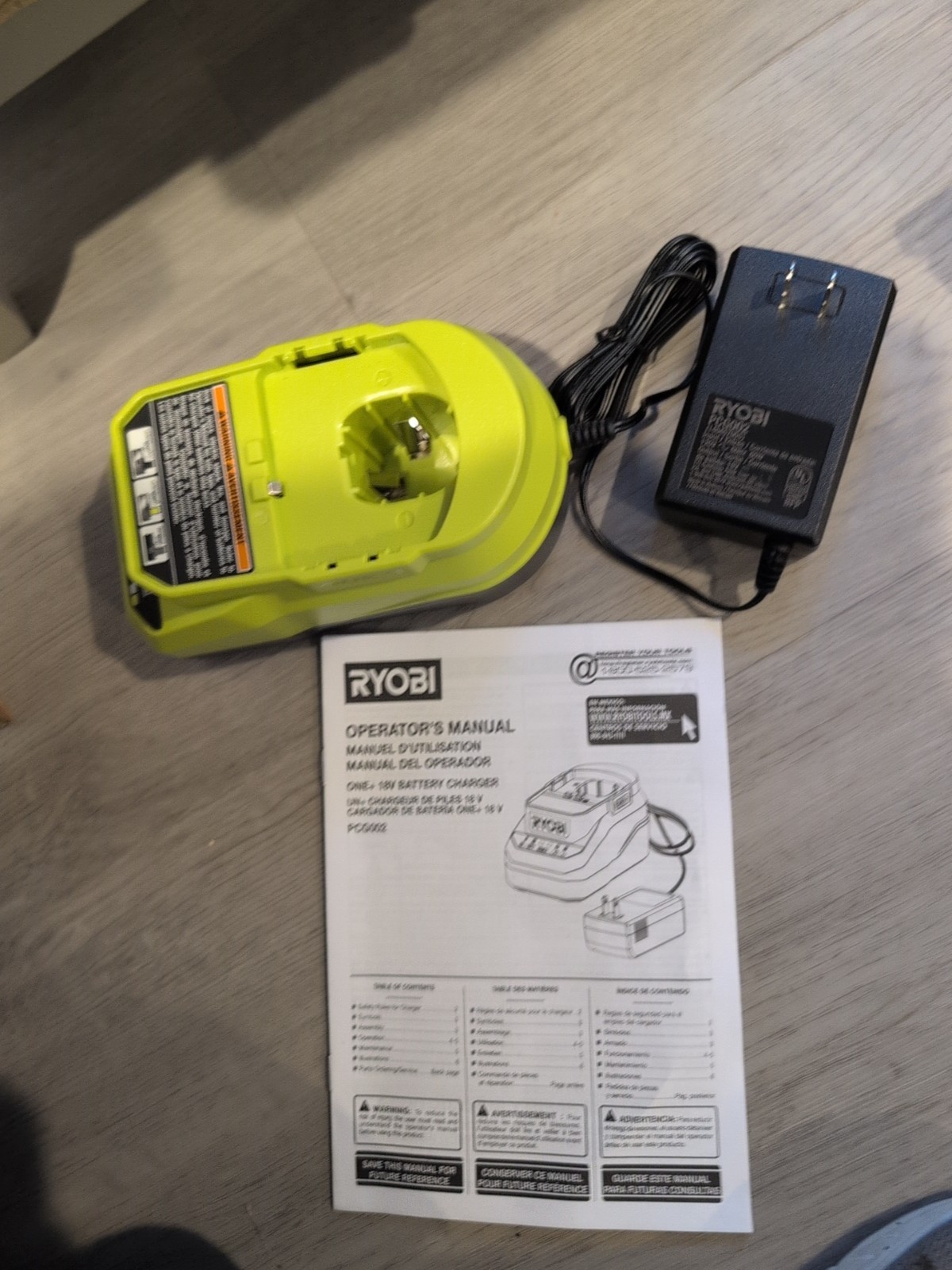 Ryobi ONE+ 18V Charger PCG002 – Single-Port, Black/Green