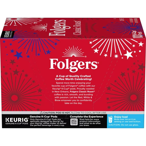 Folgers Classic Roast Medium Roast Coffee, Keurig K Cup Pods, Limited Edition De