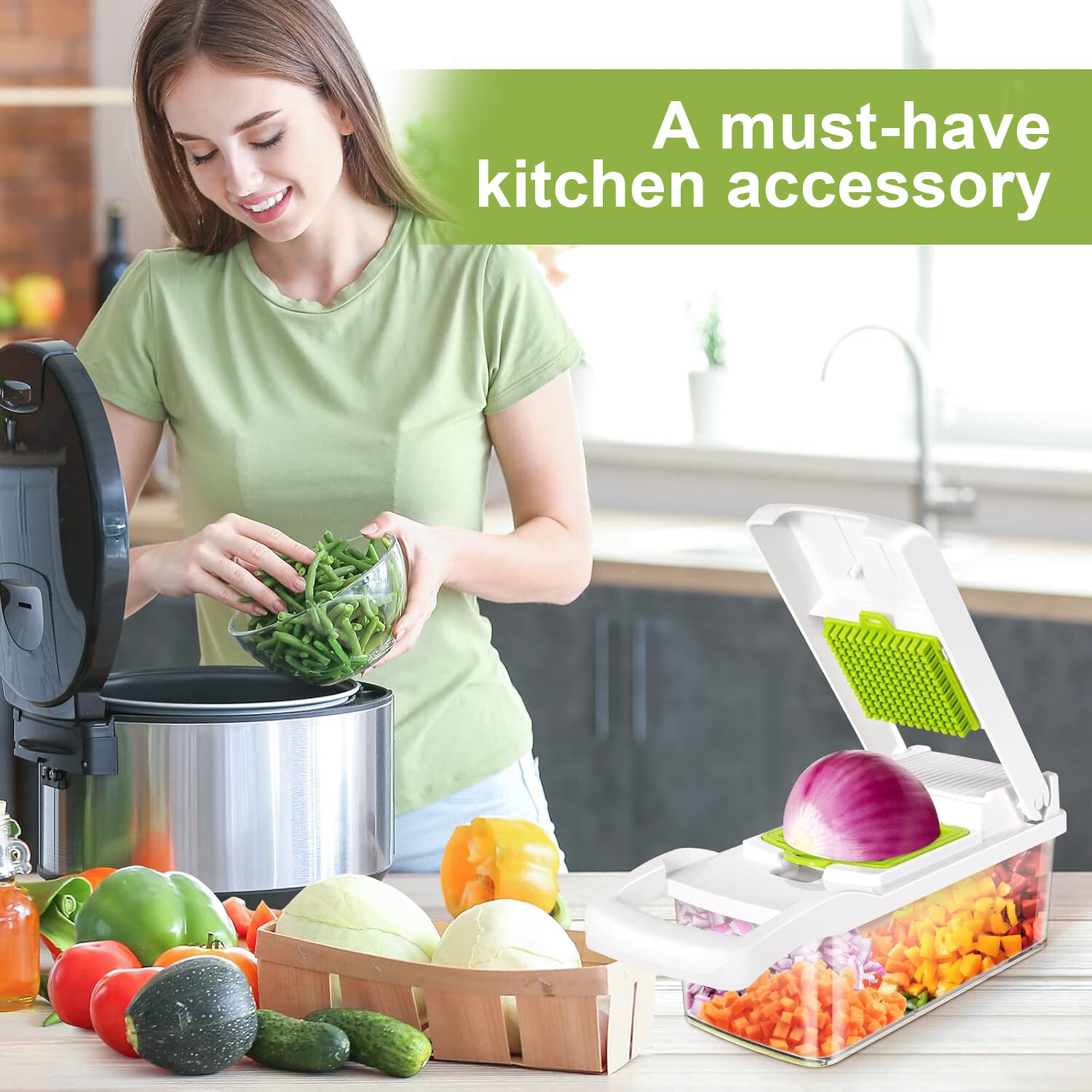 16-In-1 Vegetable Fruit Kitchen Chopper Cutter Food Onion Veggie Dicer Slicer US