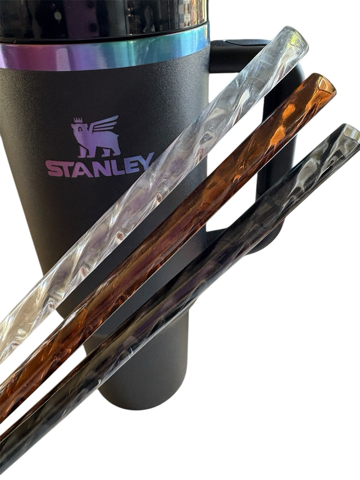 12” 10mm/Fat 40/42oz Tumbler Replacement Straw Pack-BROWN/Black/Clear Shiny Set