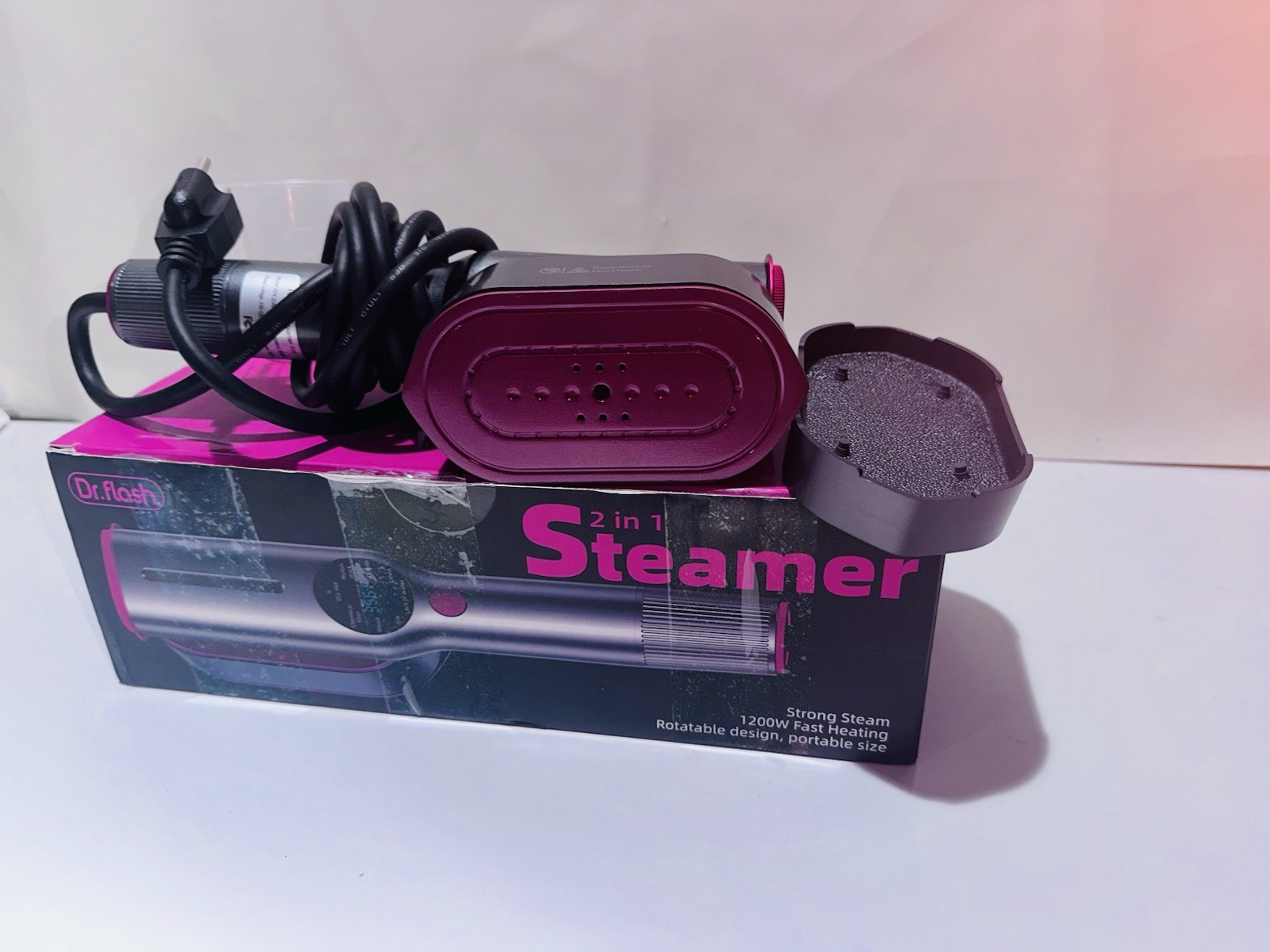 Dr Flash 2 in One Travel Garment Steamer.New Open Box.Strong Steam.Black LED