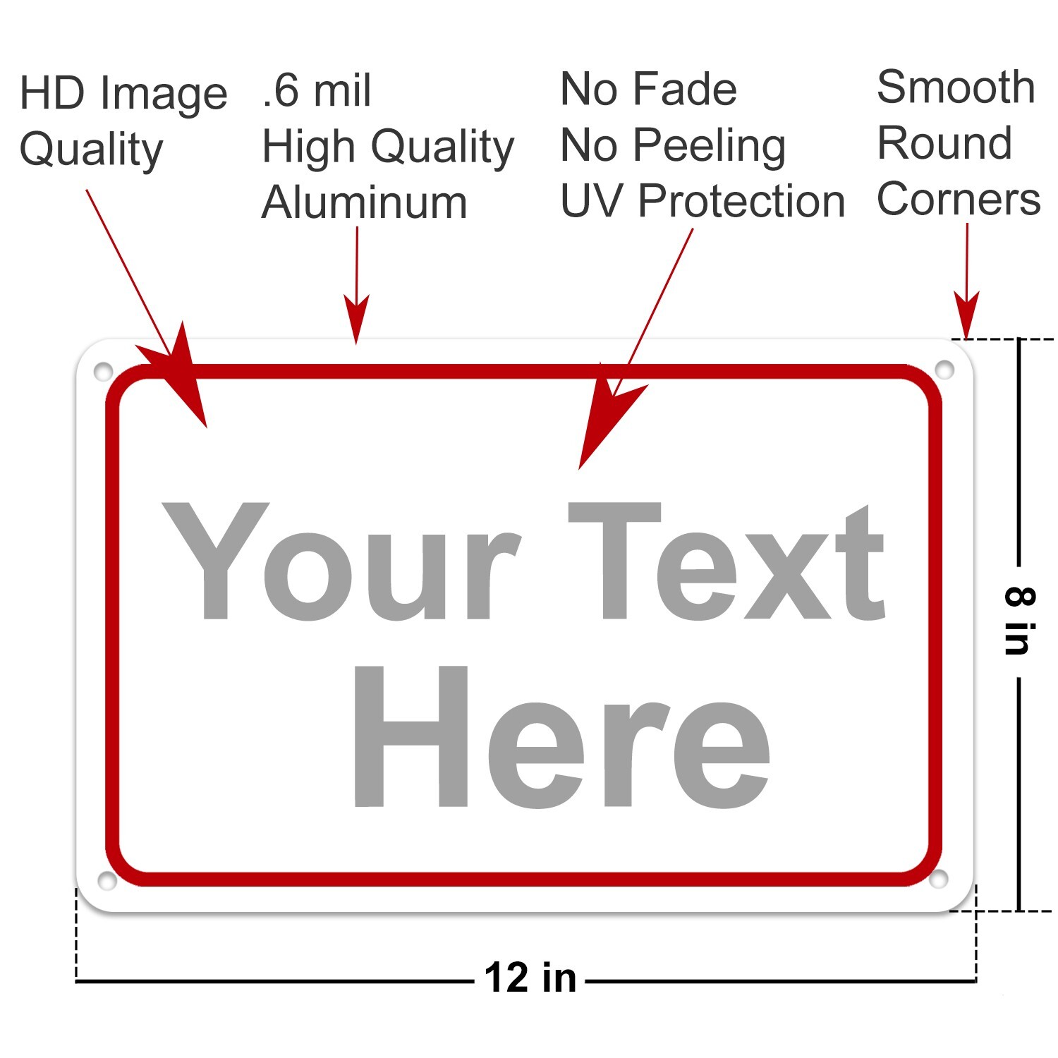 Personalized Custom Aluminum Signs, 12×8″, for Outdoor, Indoor, Office, Airbnb