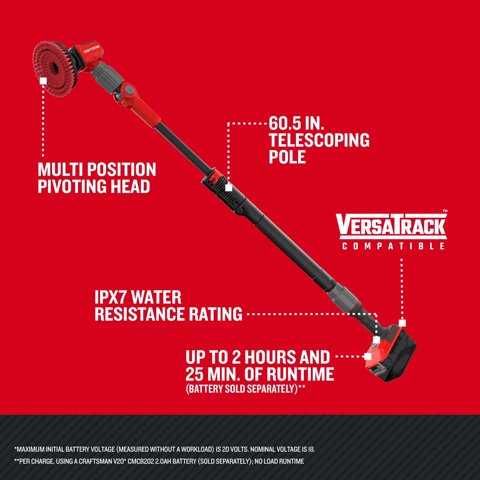 CRAFTSMAN V20* Cordless 2-in-1 scrubber (Bare tool) – CMCPS520B