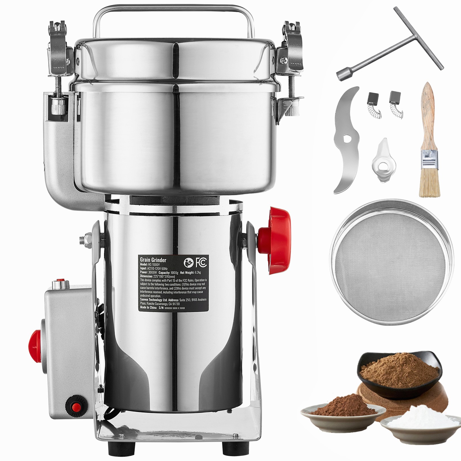 Uimoso 1000g Electric Grain Mill Grinder for Commercial Spice and Herb Use