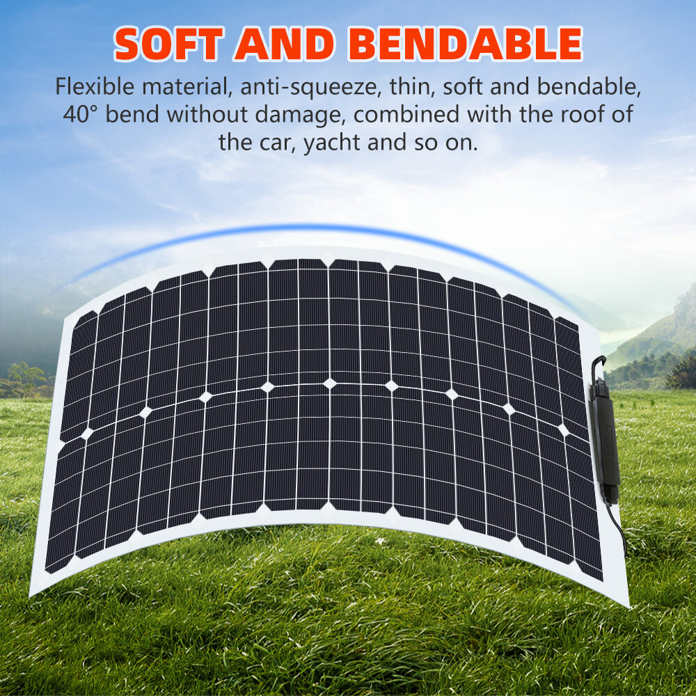 200W Mono Flexible Solar Panel 12v Portable Power Charge Camping Home RV Battery