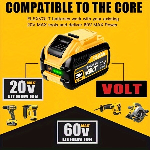 12.0Ah For DEWALT FLEXVOLT DCB609 20V/60V MAX Lithium-lon Battery DCB606 DCB612