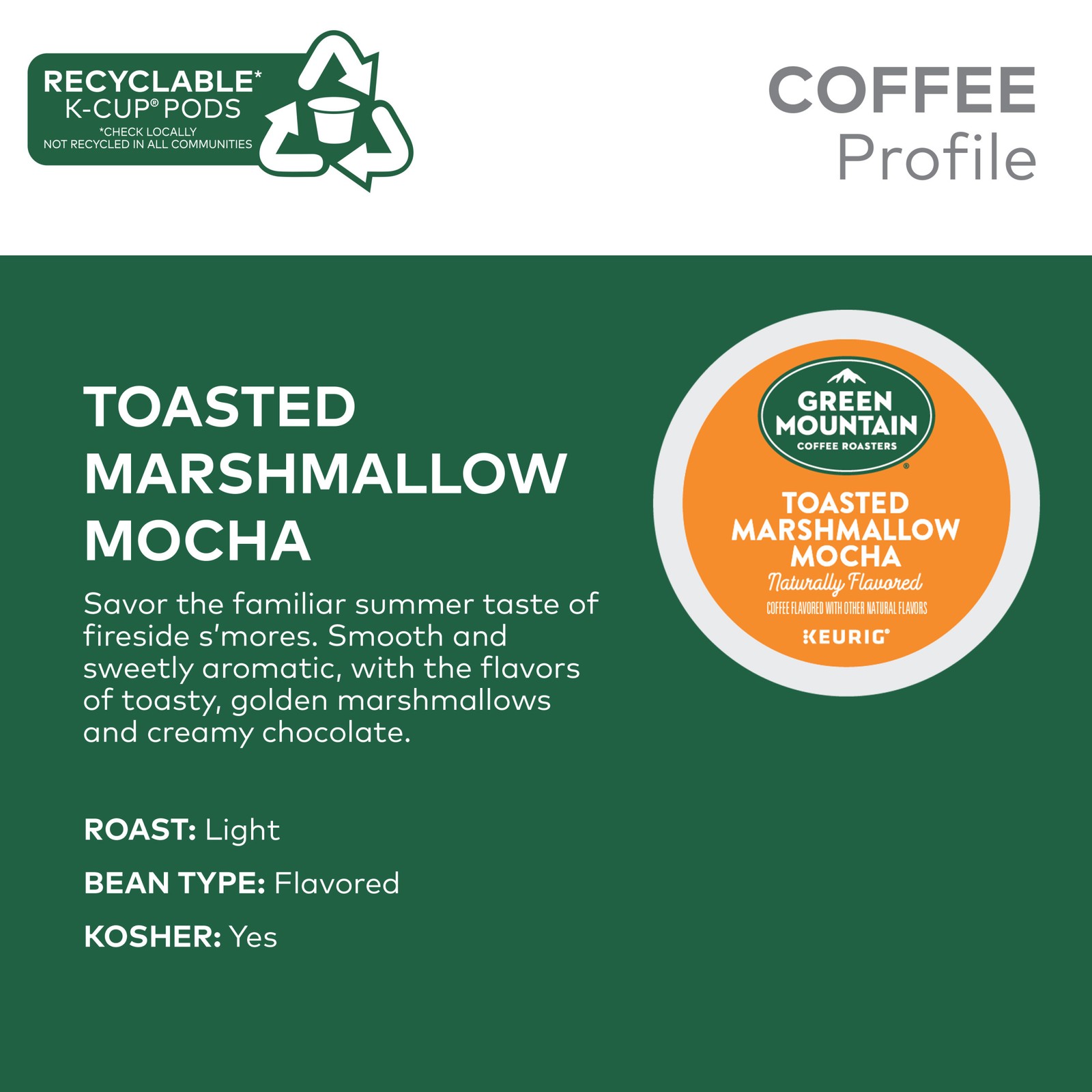 Green Mountain Coffee Roasters Toasted Marshmallow Mocha K-Cup Pods, 24 Count
