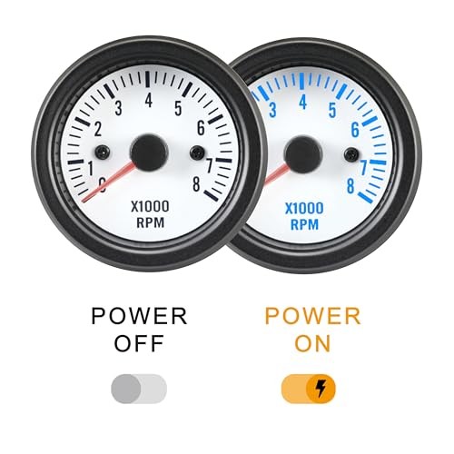 52mm 2-1/16″ Universal Electrical Tachometer 8000 RPM for Gasoline White Dial