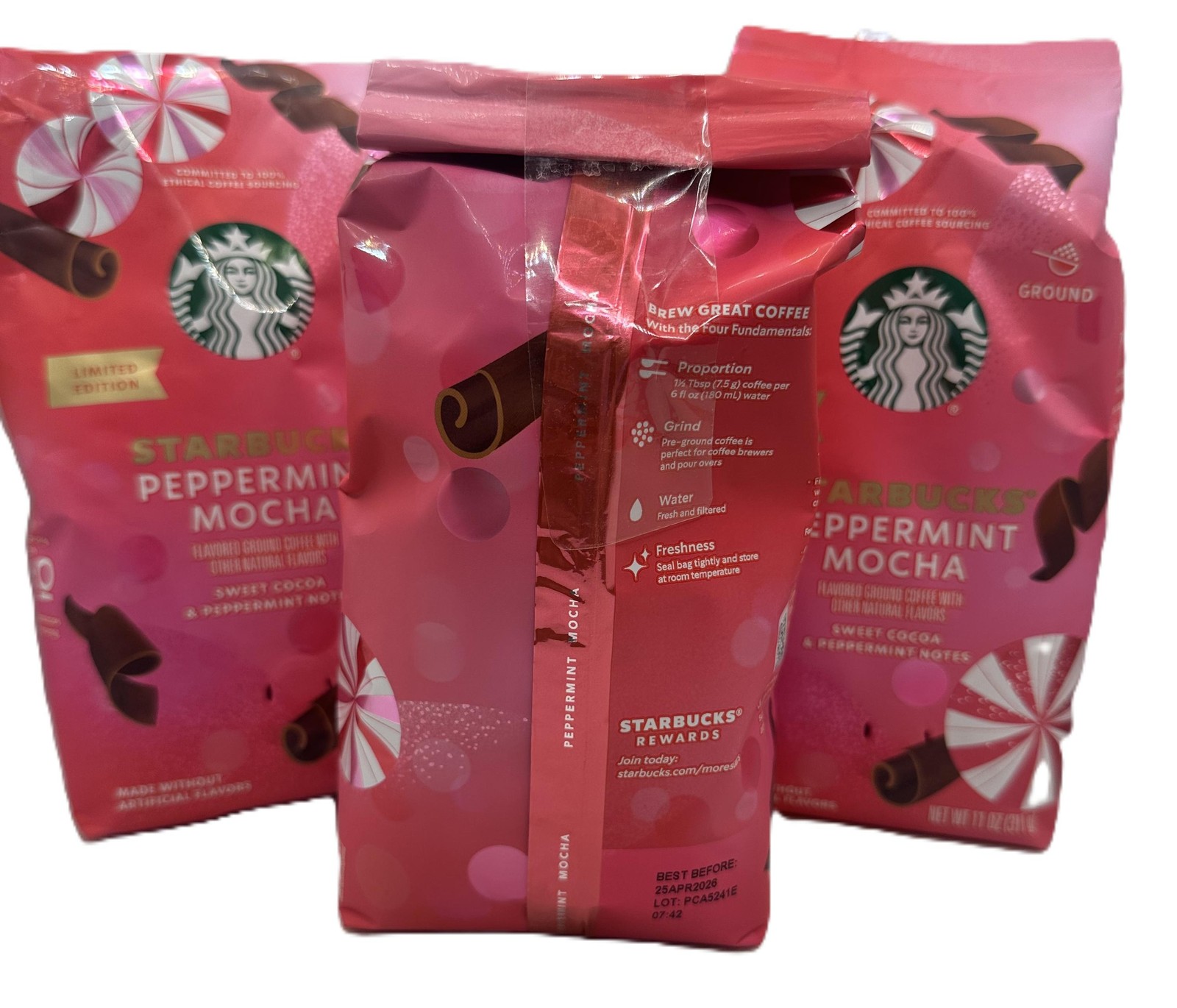 3PK Starbucks Limited Edition Ground Coffee Peppermint Mocha SEE DESCRIPTION