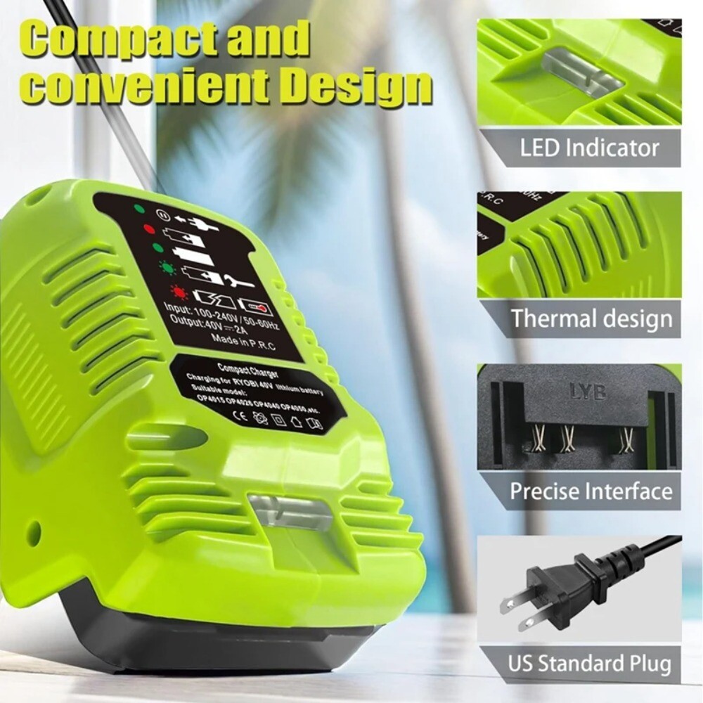 Charger for Ryobi 40V Battery OP401 Charger OP4015 OP4026 OP4030 OP4040 OP4050