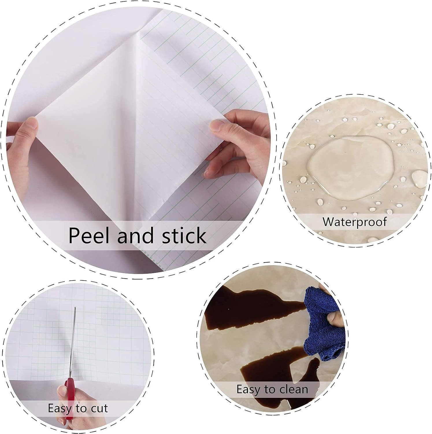 Glossy Beige Marble Contact Paper for Table Top Self Adhesive Shiny Marble Fi…