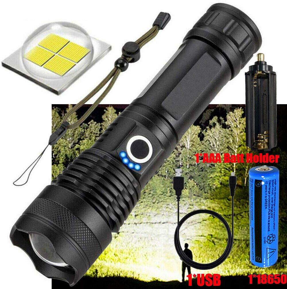 Rechargeable 990000LM LED Flashlight Tactical Police Super Bright Torch Zoomable