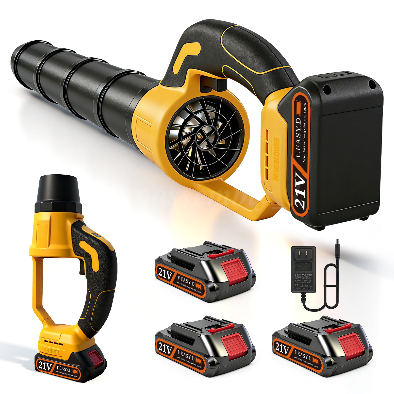 Cordless Leaf Blower 680CFM/280MPH & 2 Speed Levels Electric w/ 3*2.0Ah Battery