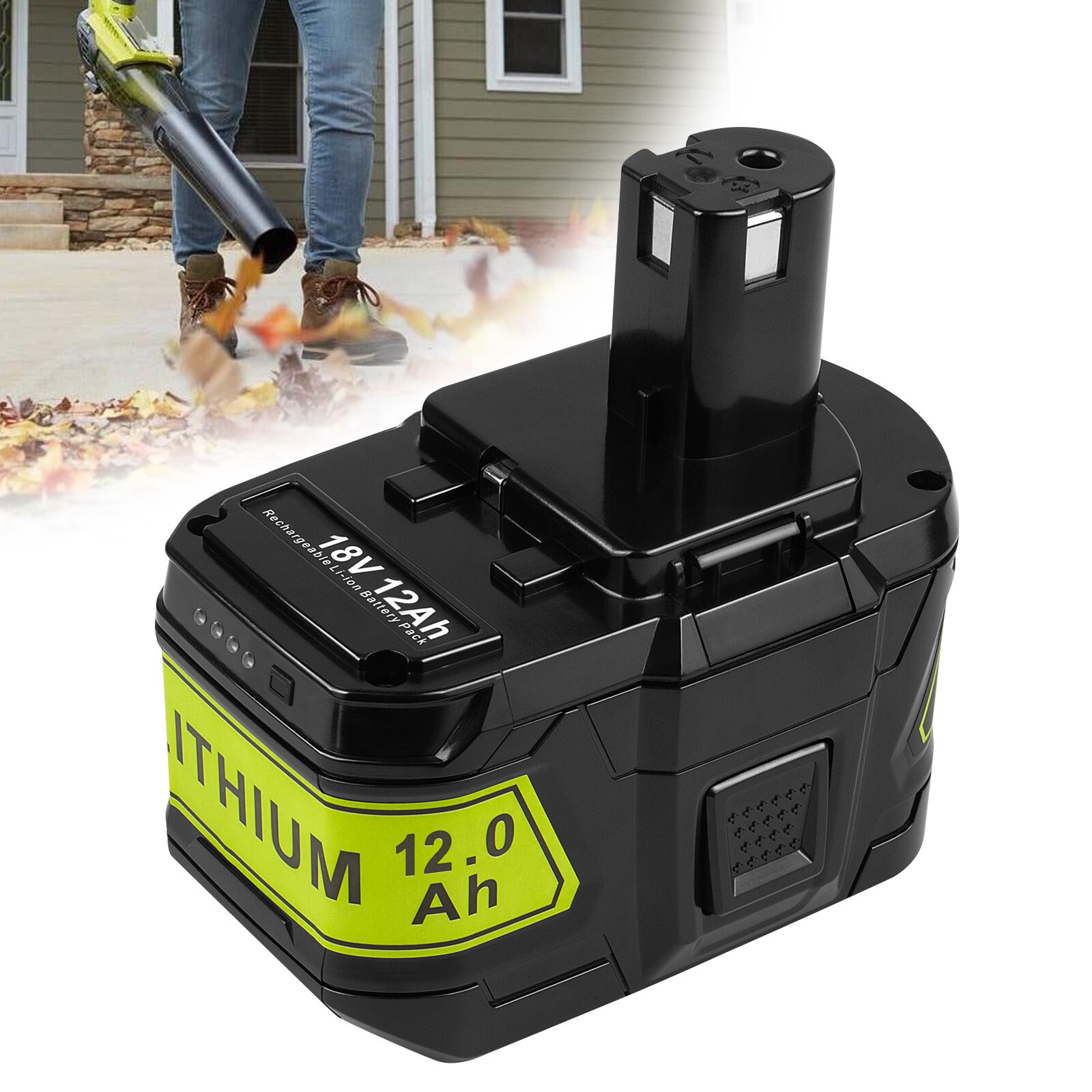 12AH Battery For RYOBI P108 18V For One Plus High Capacity Battery Lithium-ion