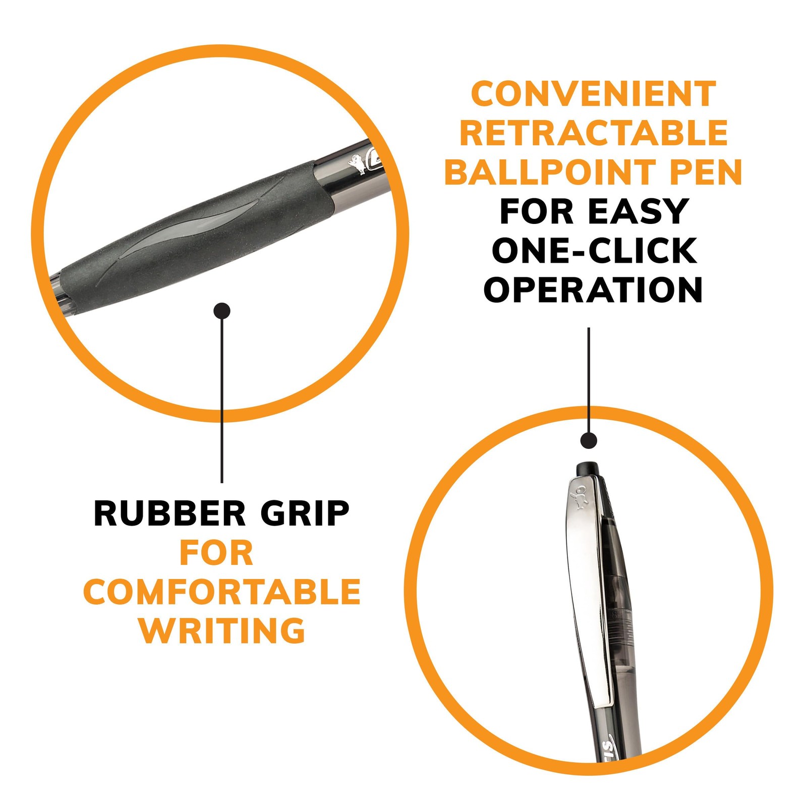 BIC Glide Black Retractable Ballpoint Pens, Medium Point (1.0mm), 4-Count Pack,