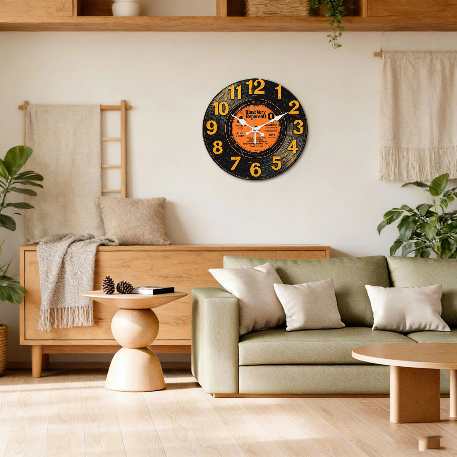 Vinyl Record Pattern Wooden Silent Wall Clock No Battery Holiday Home Decors