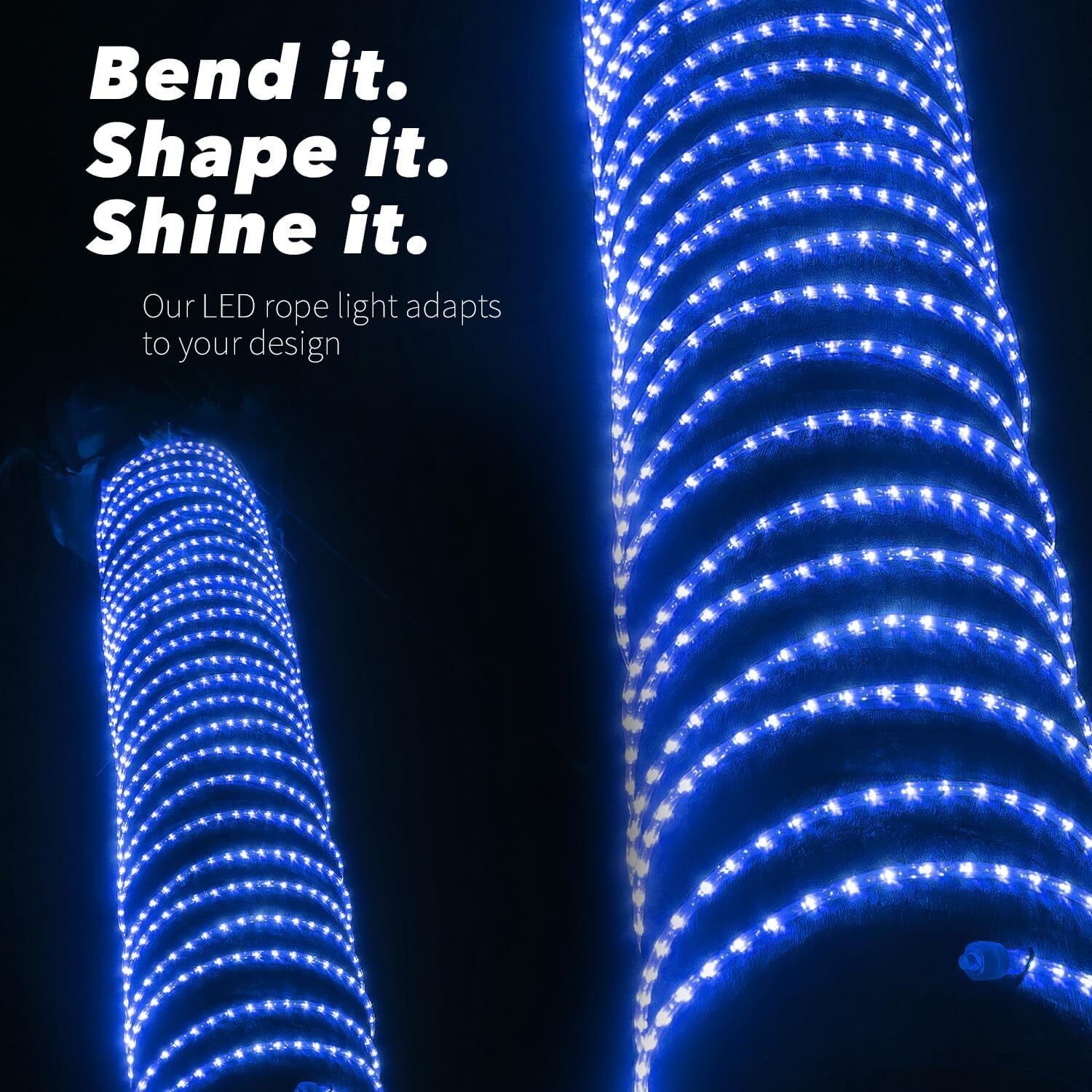 Blue 8-Mode LED Outdoor Waterproof Rope Light 10′ 25′ 50′ 100′ 150′ 300′ ft