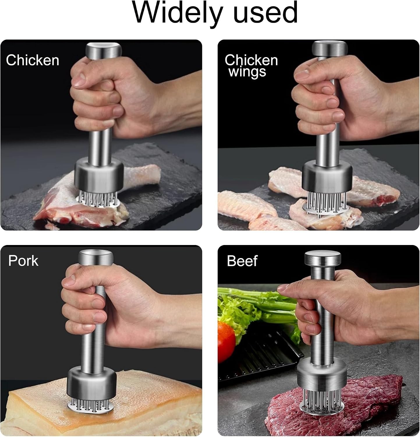 Stainless Steel Meat Tenderizer Tool, 21 Sharp Needles, Meat Piercing, Tender…