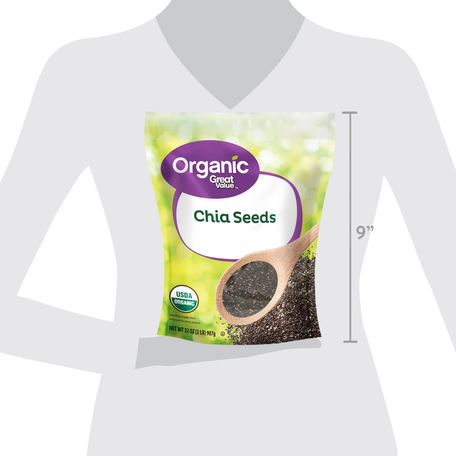Great Value Organic Chia Seeds 32 oz(907)g USDA Organic, Gluten-Free