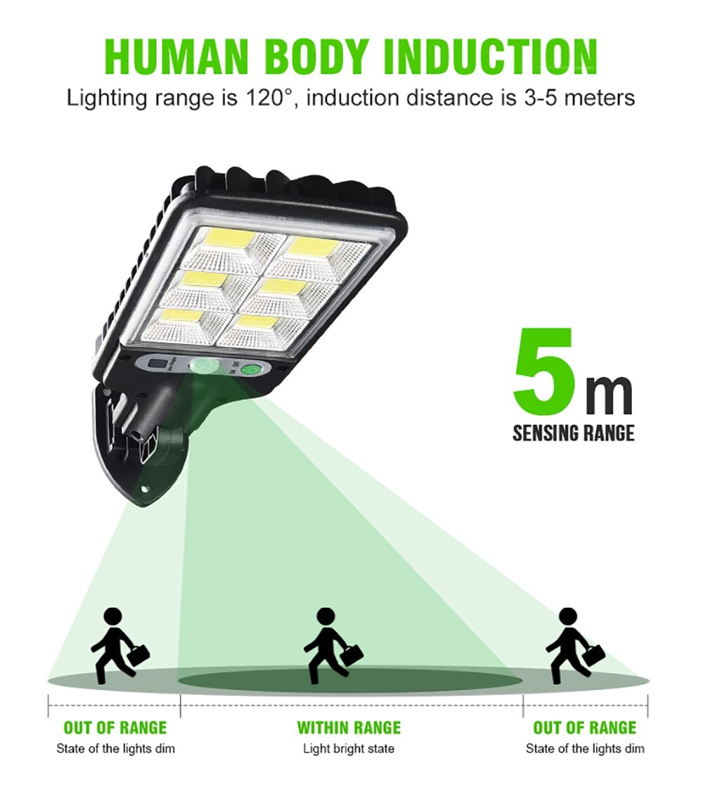 3PCS Outdoor Solar Wall Light LED Motion Sensor Bright Flood Street Lamp 3 Modes