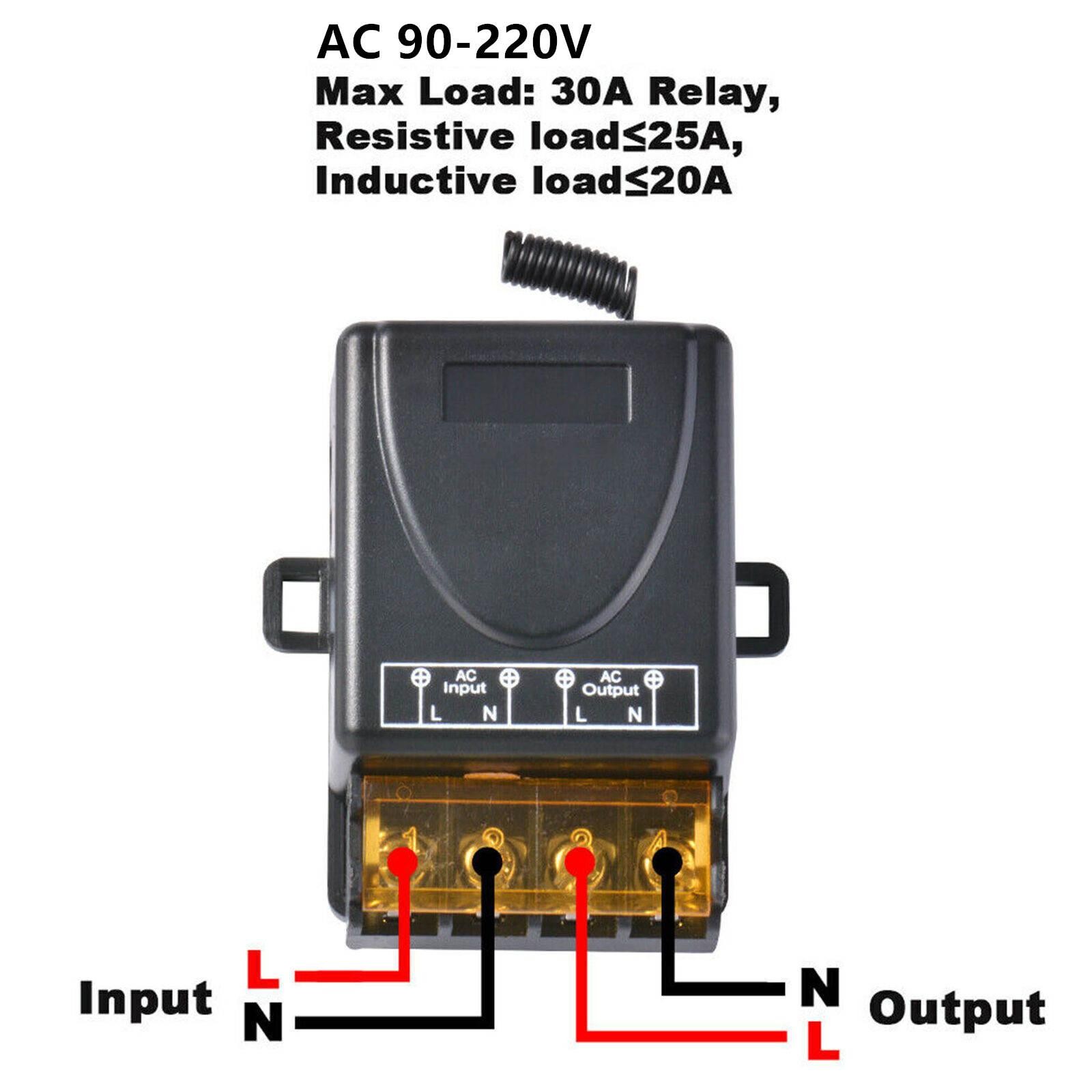 AC 90-220V 30A RF Relay Wireless Remote Control Switch + 433MHz Remote