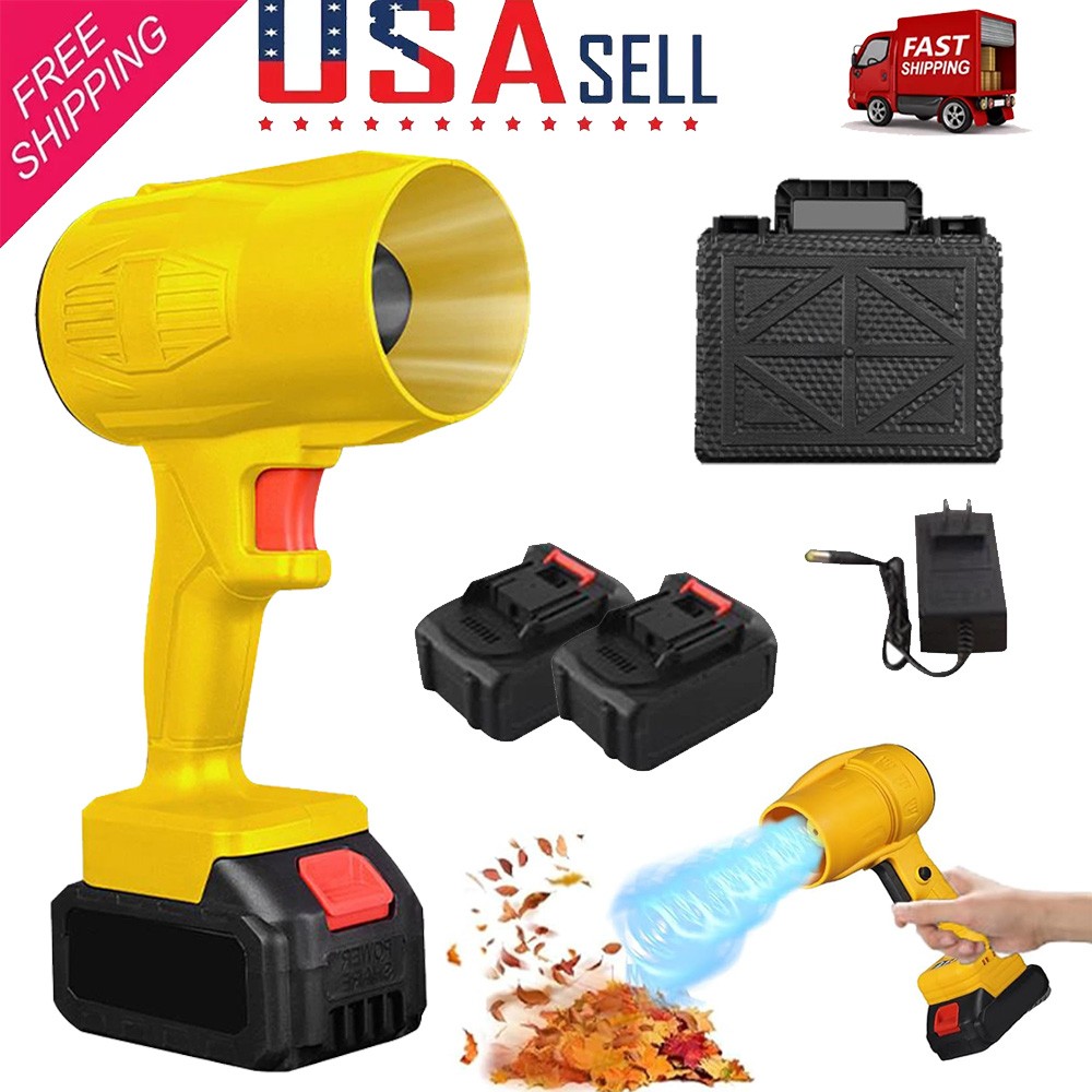 Electric Cordless Leaf Blower 500000RPM Handheld Blower 2 Batteries & 1 Charger