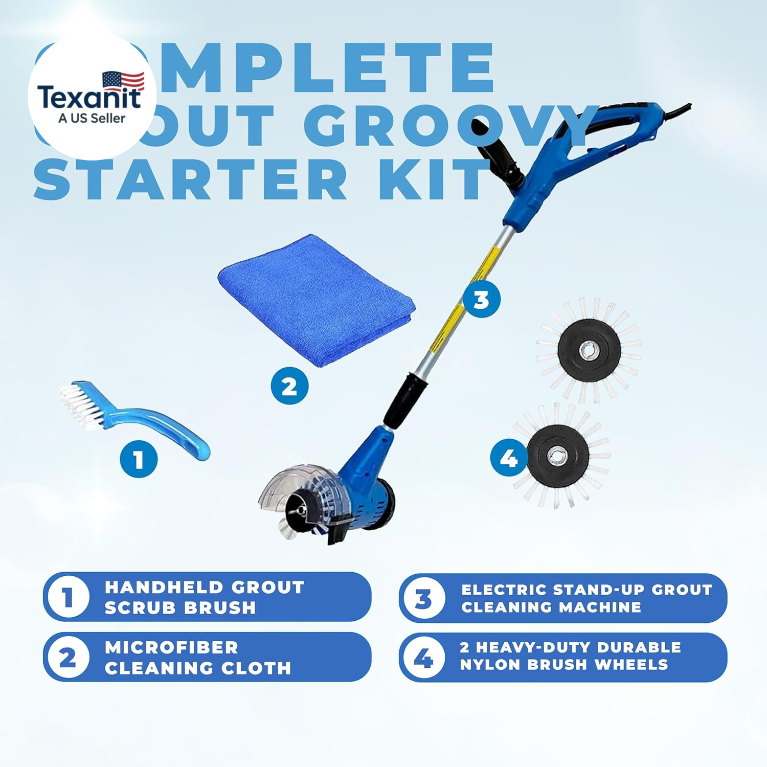 Electric Stand-Up Lightweight Grout Cleaning Machine – Easy-To-Use Tile Grout Cl