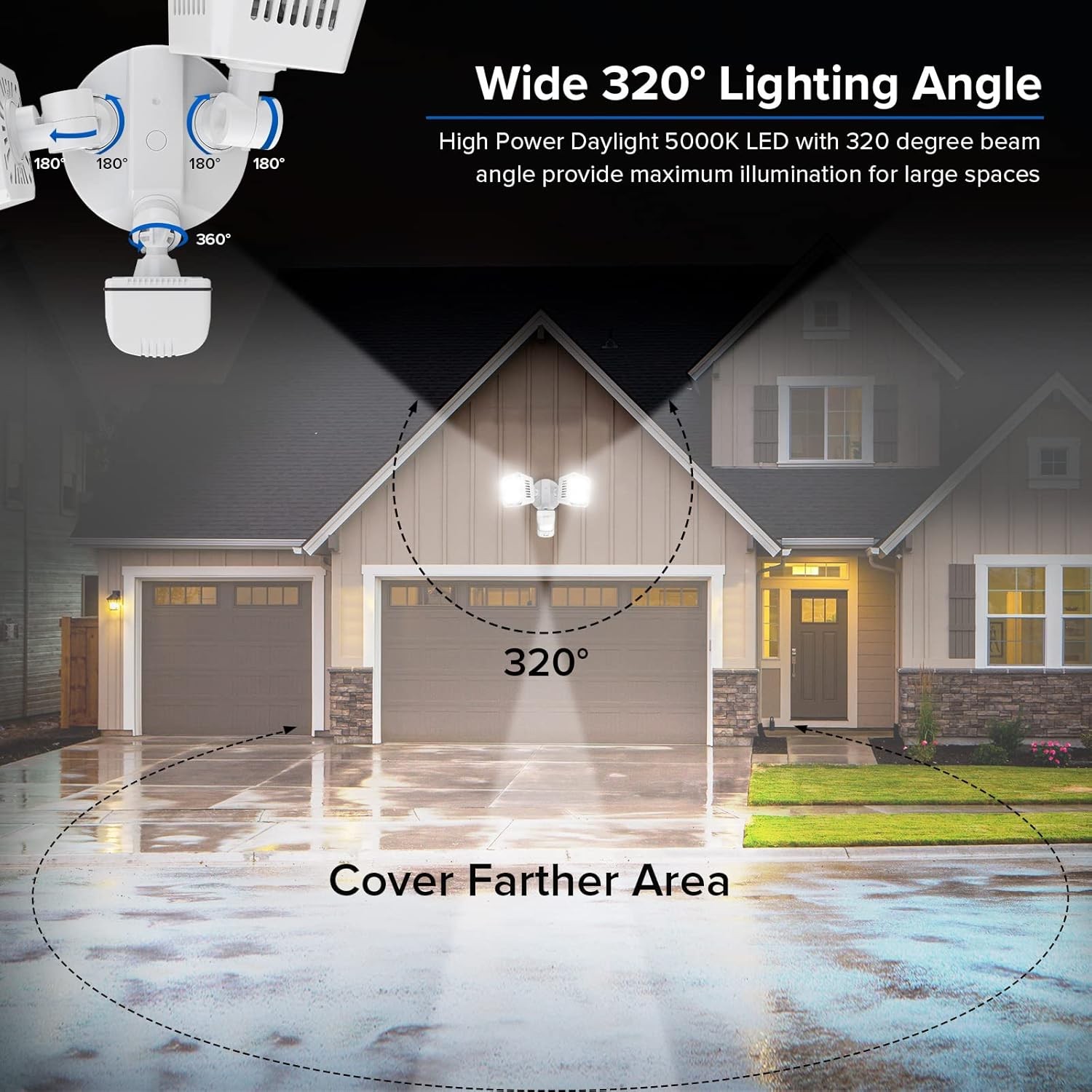 3400lm LED Motion Sensor Light 30W Security Light Spotlight Backyard Safe Guard