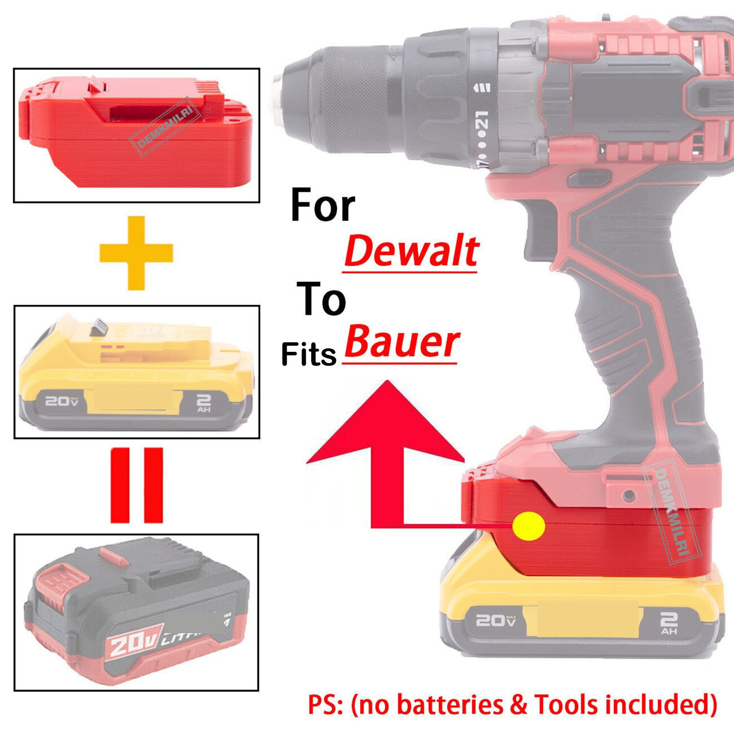 NEW Adapter For Dewalt 18V 20V MAX Li-Ion Battery To For Bauer 20V Power Tools