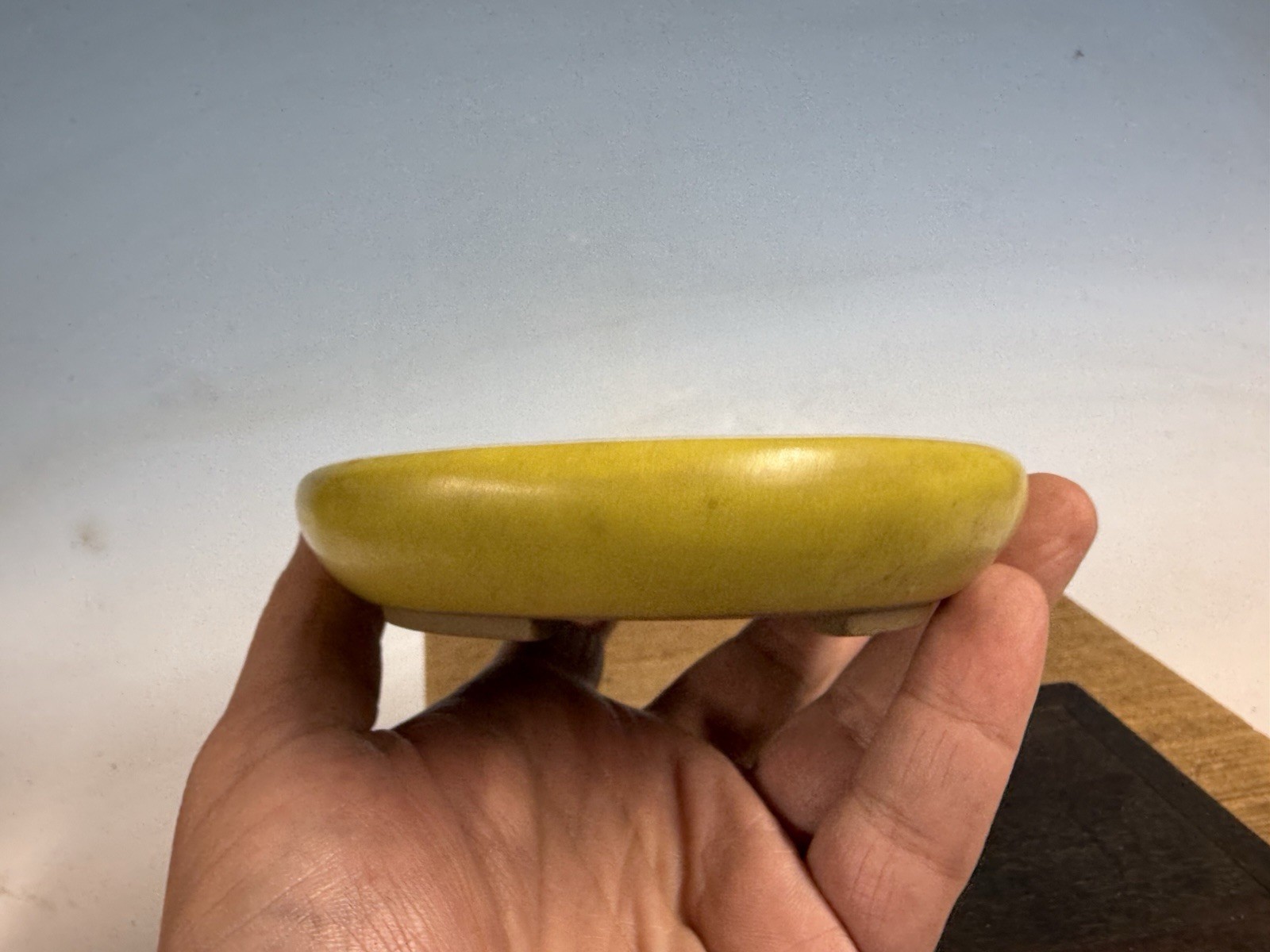 Japanese Unknown Maker Shohin Bonsai Tree Pot 6 1/8” Yellow Glaze