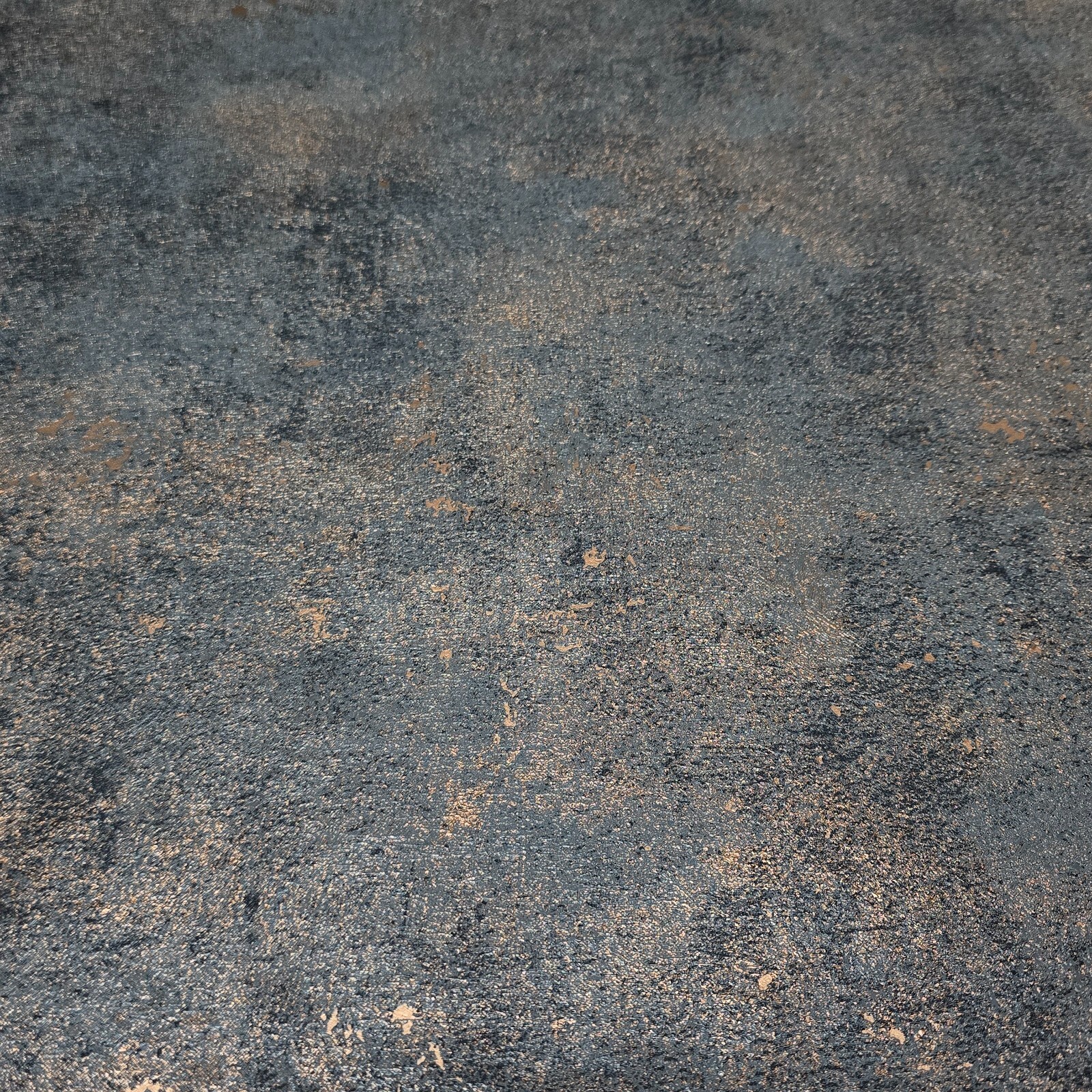 Distressed paint gray rose gold metallic faux concrete plaster texture wallpaper