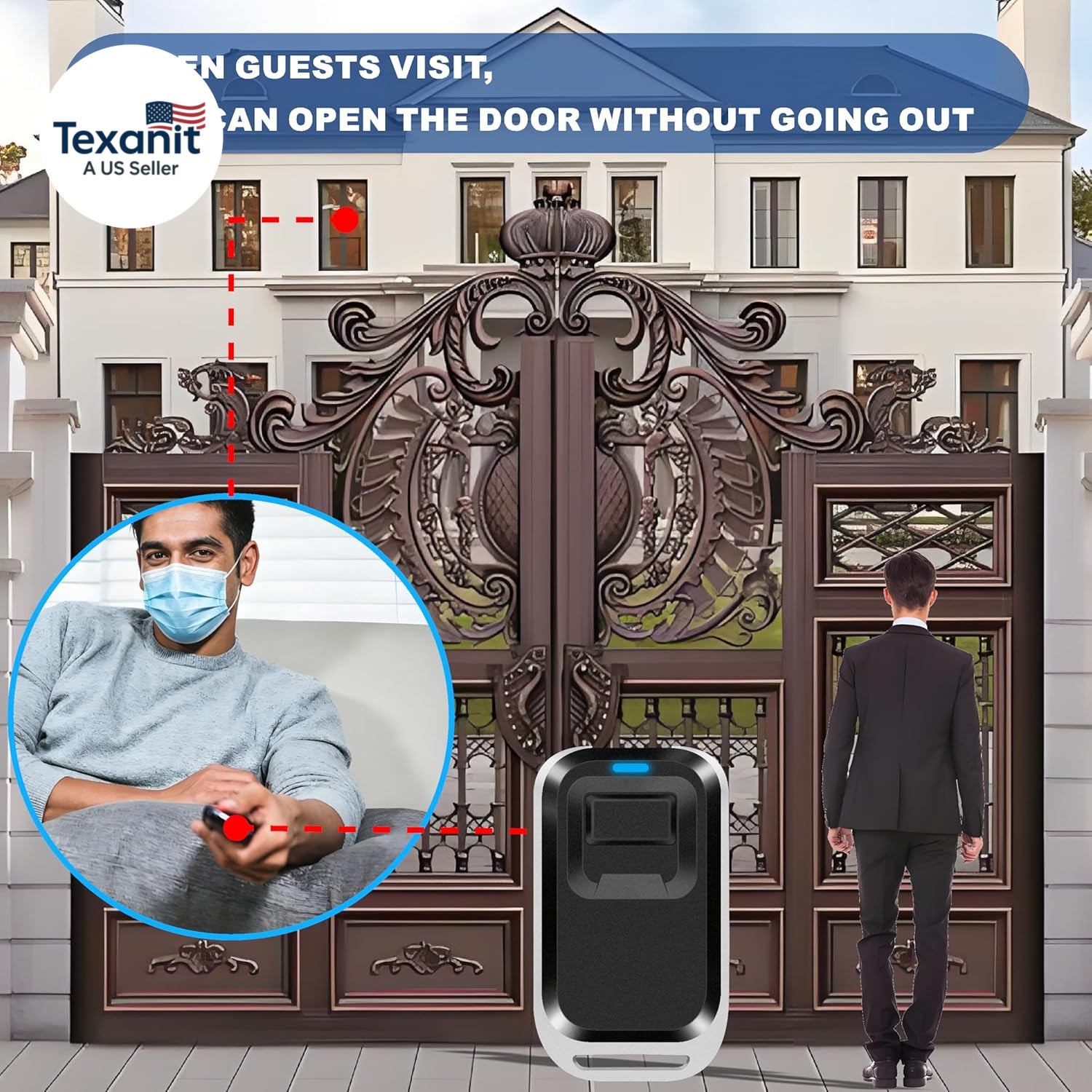 RF Wireless Gate Door Opener Remote Control Transmitter 433.92Mhz Replacement fo