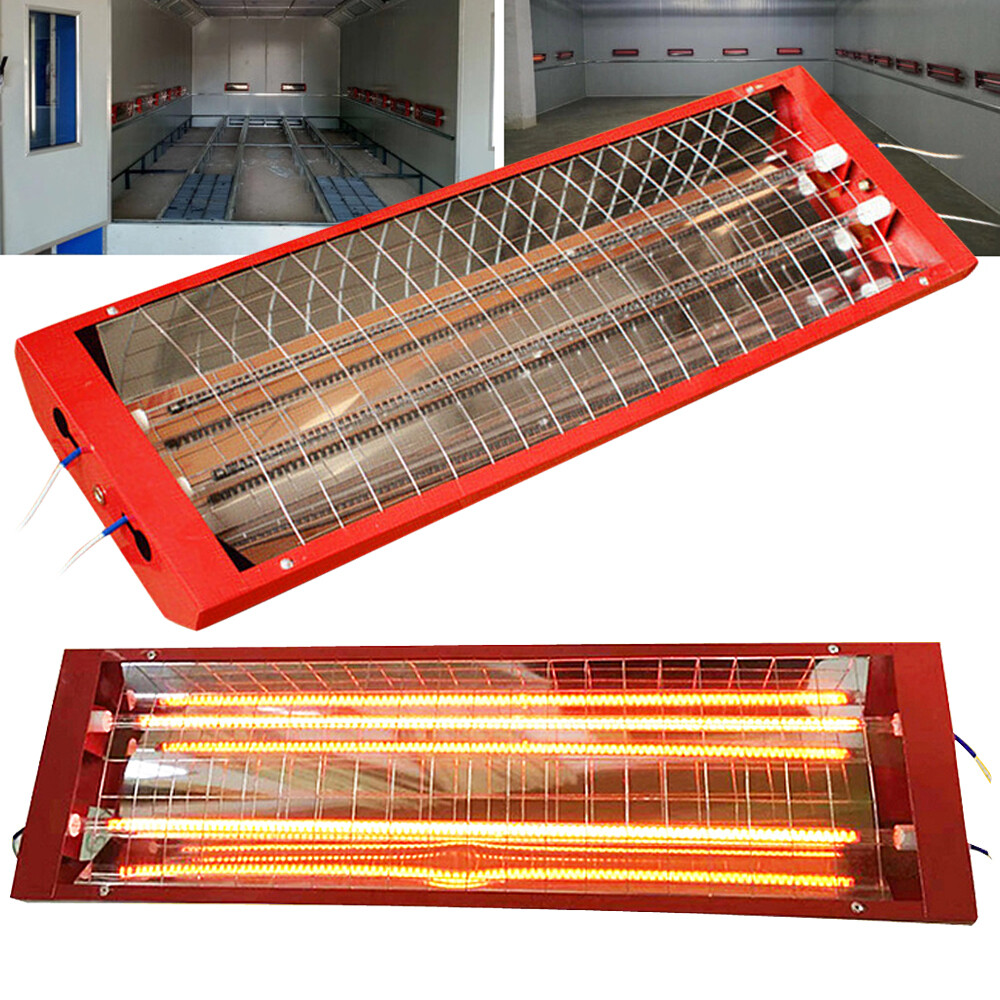 2Pcs 2000W Spray Baking Booth Infrared Paint Curing Light Heating Lamp Heaters