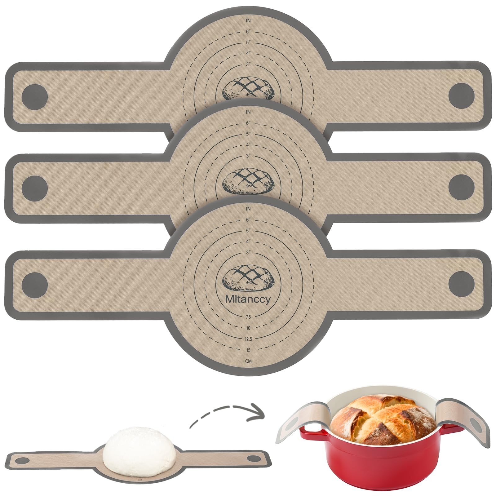 3 PCS Silicone Bread Sling for Dutch Oven Liners, Non Stick & Easy to Clean S…