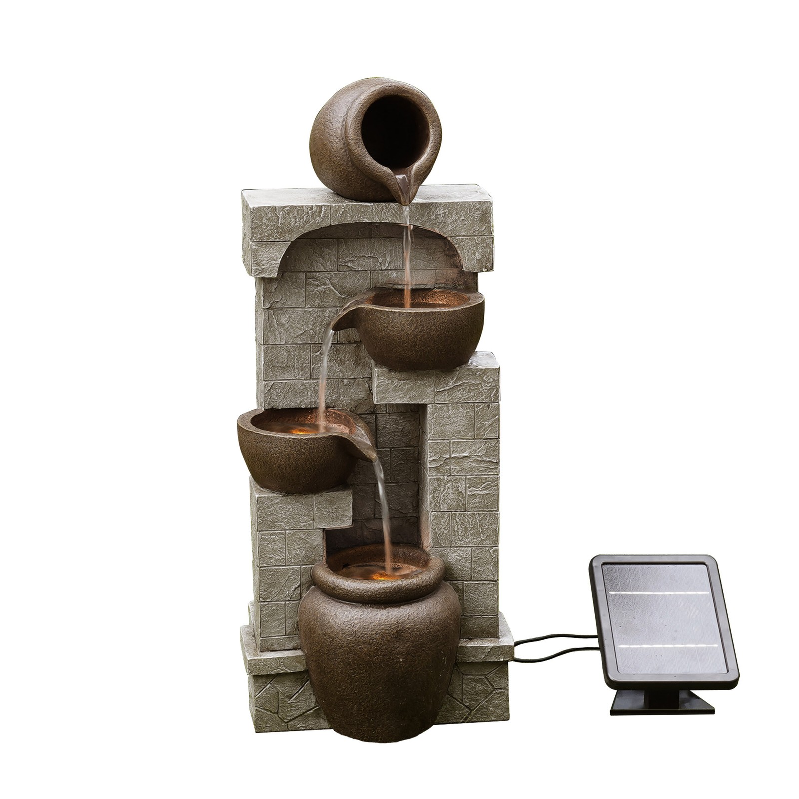 Teamson Home 28″ Cascading Bowls with Solar LED Lights Outdoor Water Fountain
