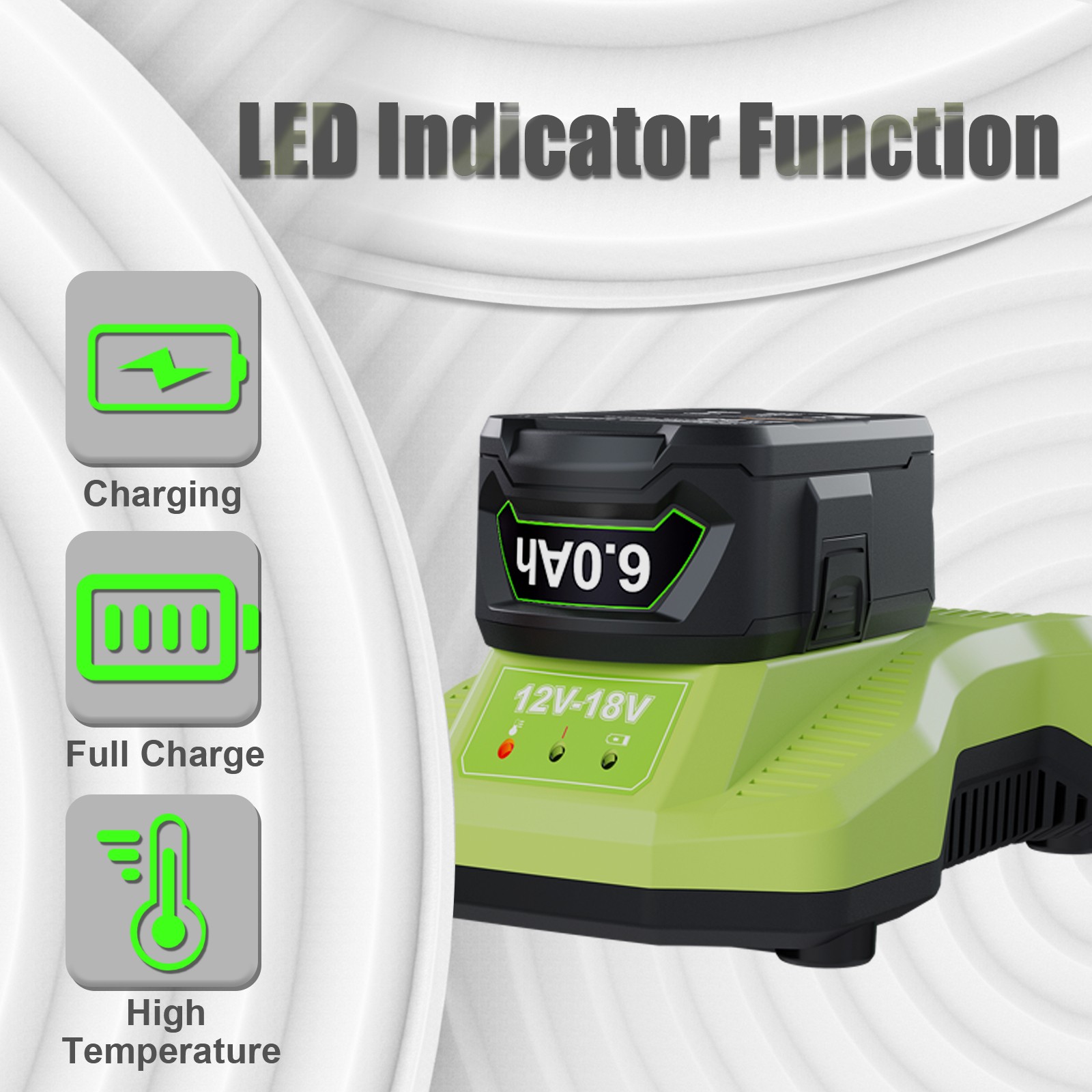 2PACK For RYOBI 18V Lithium Battery P108 18V 6.0Ah High Capacity Battery 6000mAh