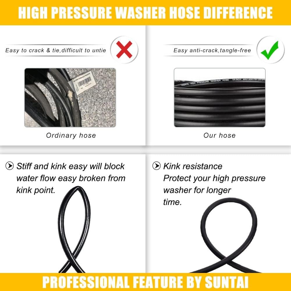 30/50/66ft Pressure Washer Hose 3200 PSI Power Washer Replacement Hose M22-14mm