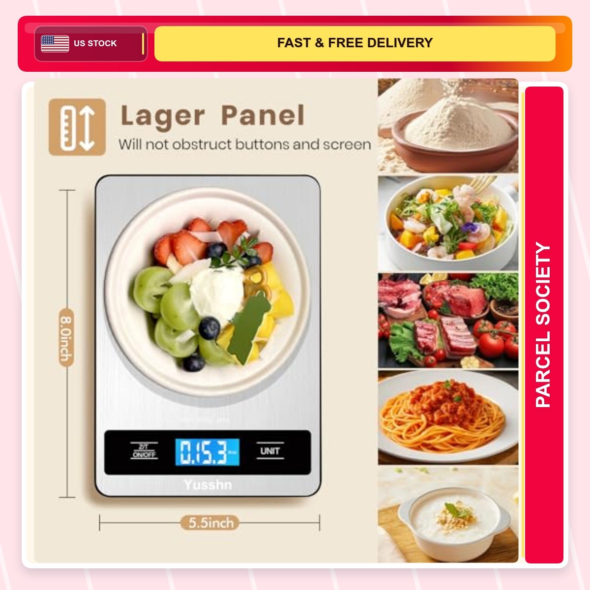 Food Scale High Weight Capacity Ash Silver 1.0 Count 11lb Kitchen 0.05oz 1g 6