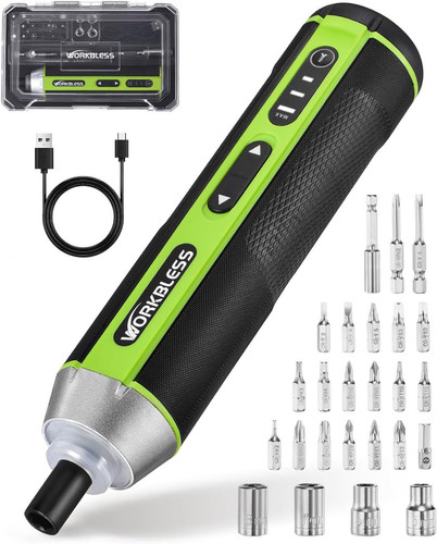 Electric Screwdriver Set, 3.7V Cordless with 3 Torque Green