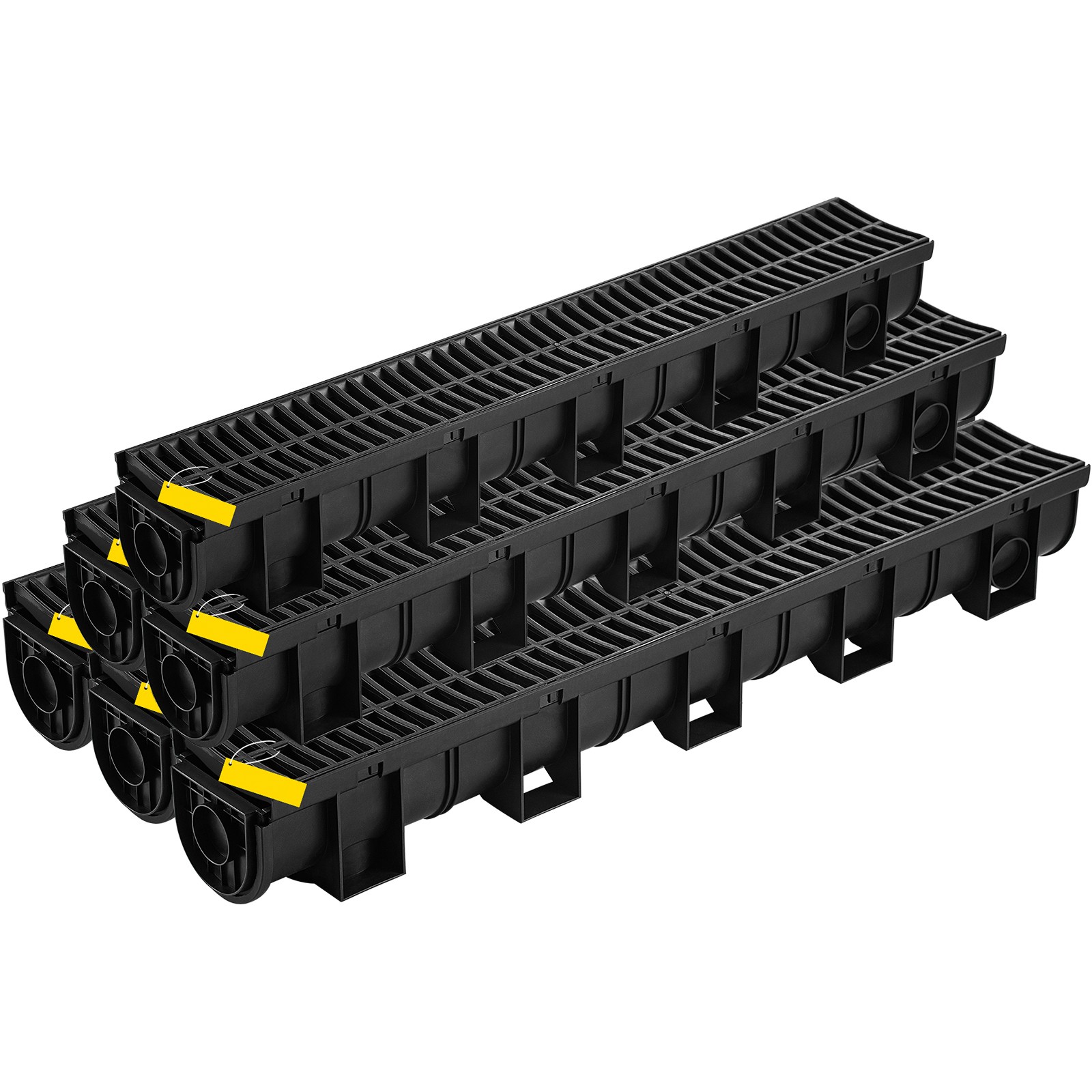 VEVOR Drainage Trench Driveway Channel Drain Kit Plastic Grate-5.8″x5.2″-6 Pack