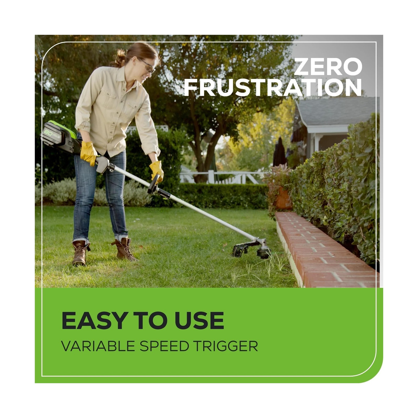 Greenworks 80V 16″ Brushless Cordless String Trimmer – Battery & Charger N