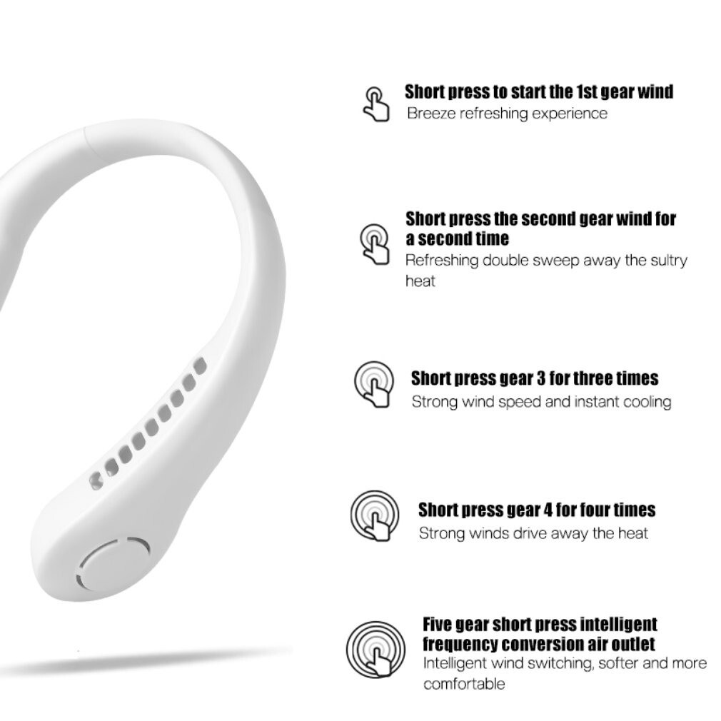 Portable USB Rechargeable Neckband Lazy Neck Hanging Dual Cooling Mini Fan USA