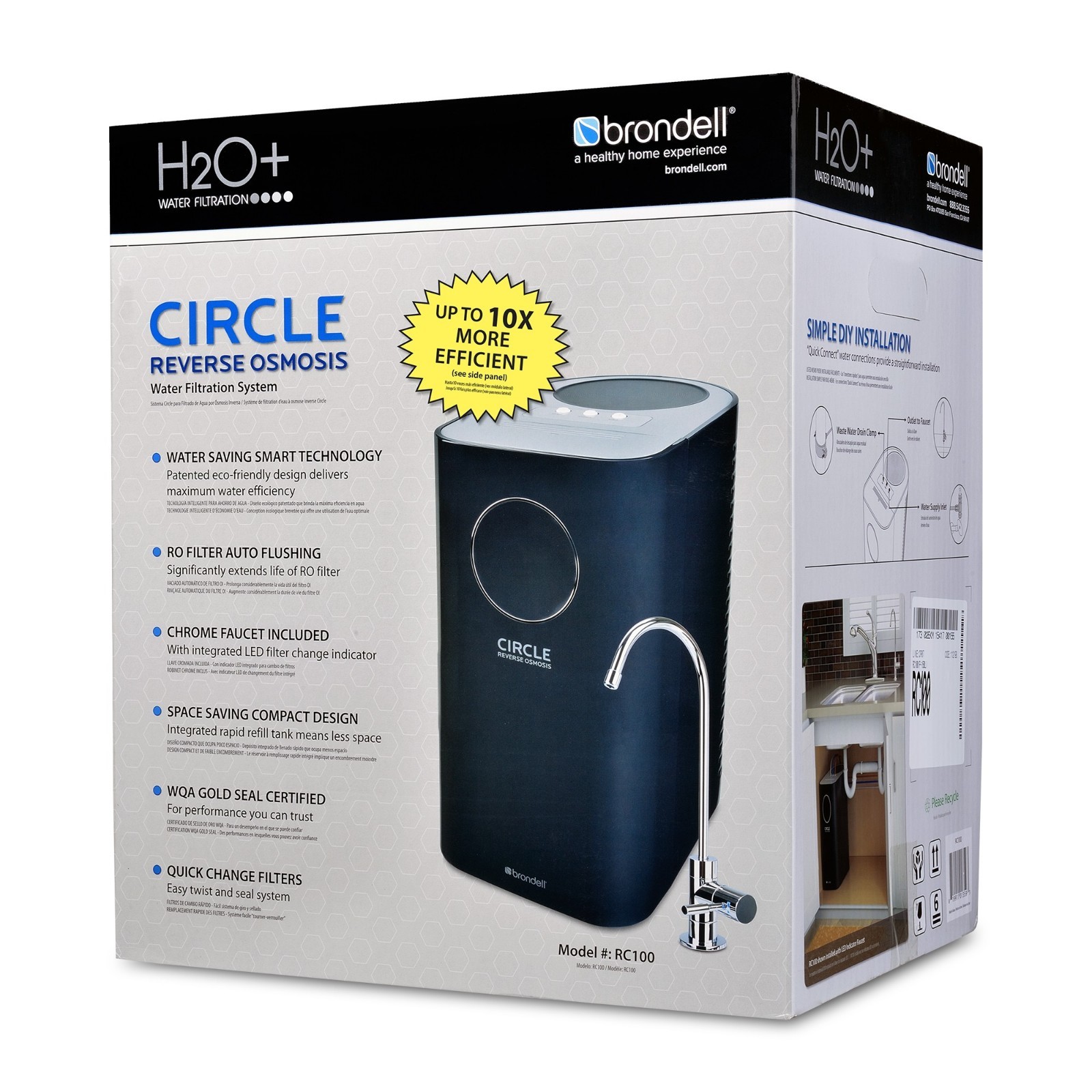 Brondell Reverse Osmosis Circle RC100 + Chrome Faucet Open Box