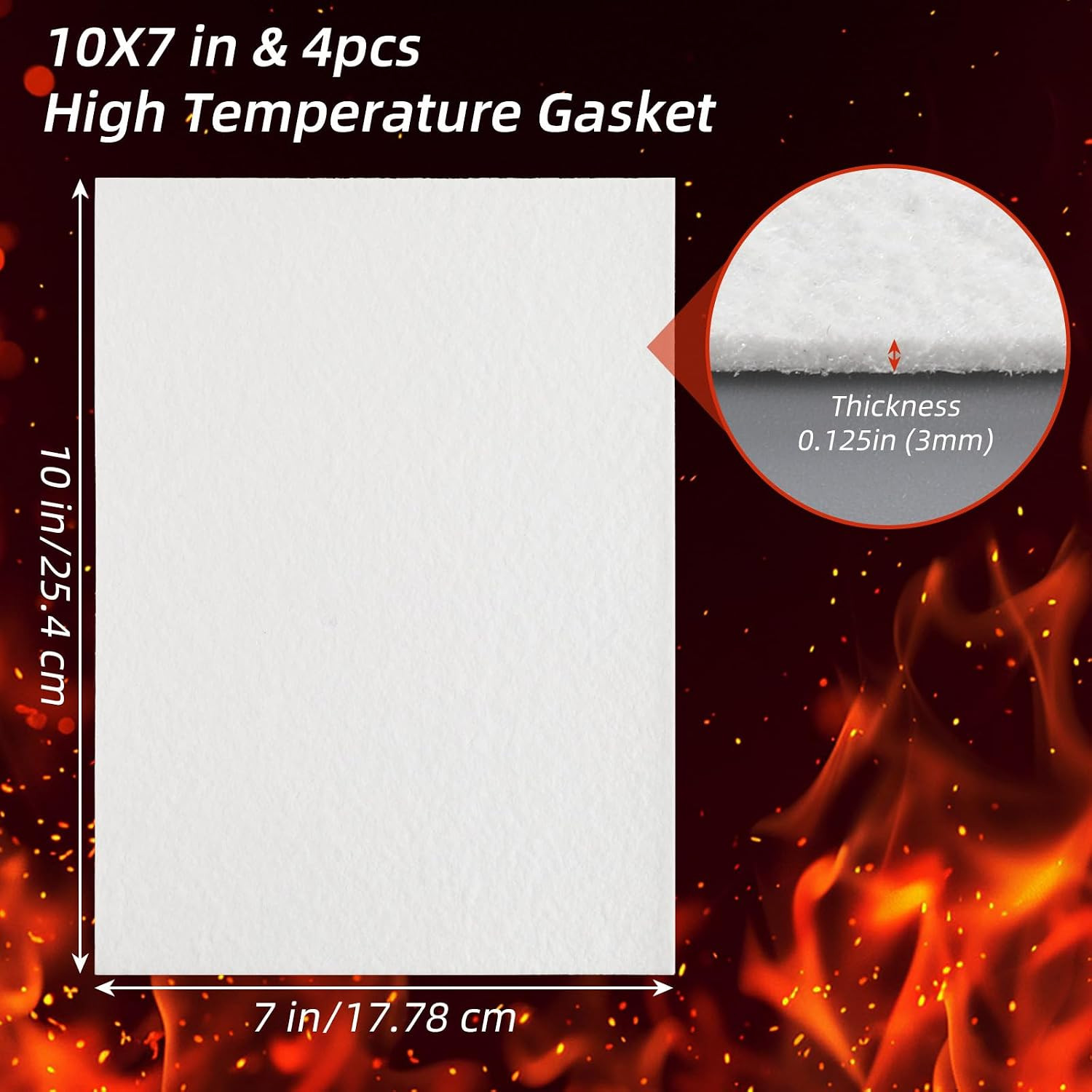 4 Piece High Temperature Gasket Paper Material 7″X10″X1/8″ Thick Ceramic Fiber G