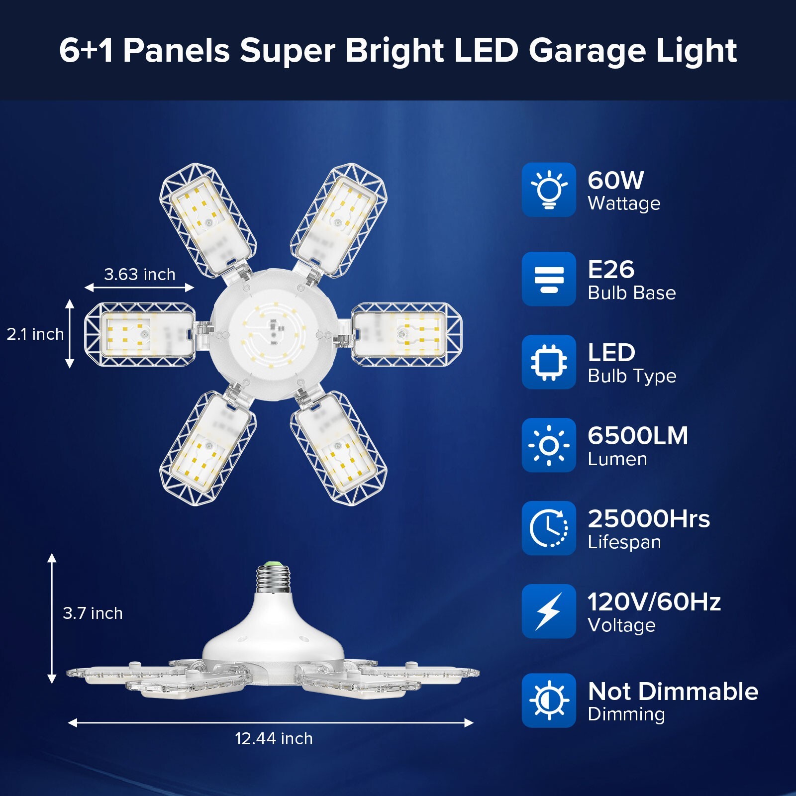300/600W LED Garage Light Deformable Super Bright Work Shop Ceiling Light Bulb