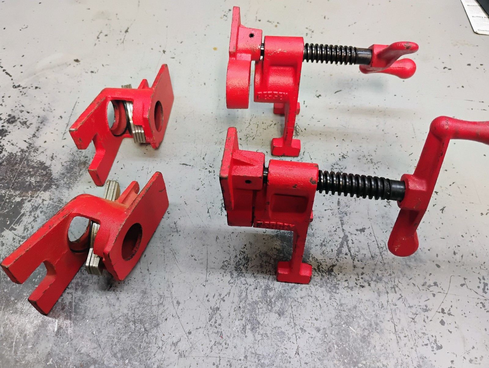 2 Besse BPC 34H Used 3/4″ Pipe Clamps – No protective pads – fully functional